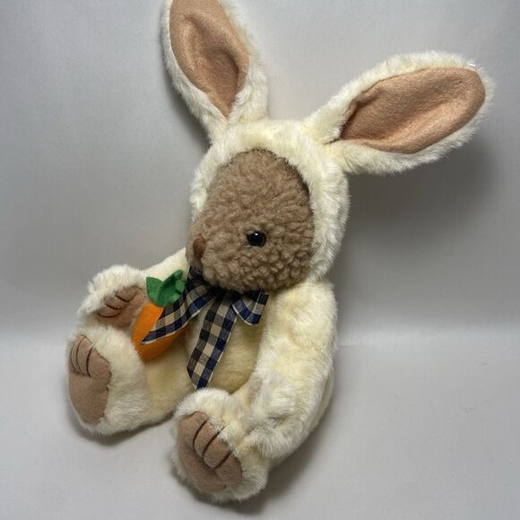 ABC Distributing Bear and Bunny 2in1 Plush Toy with Carrot Size 11" Brown/Cream - Picture 4 of 8